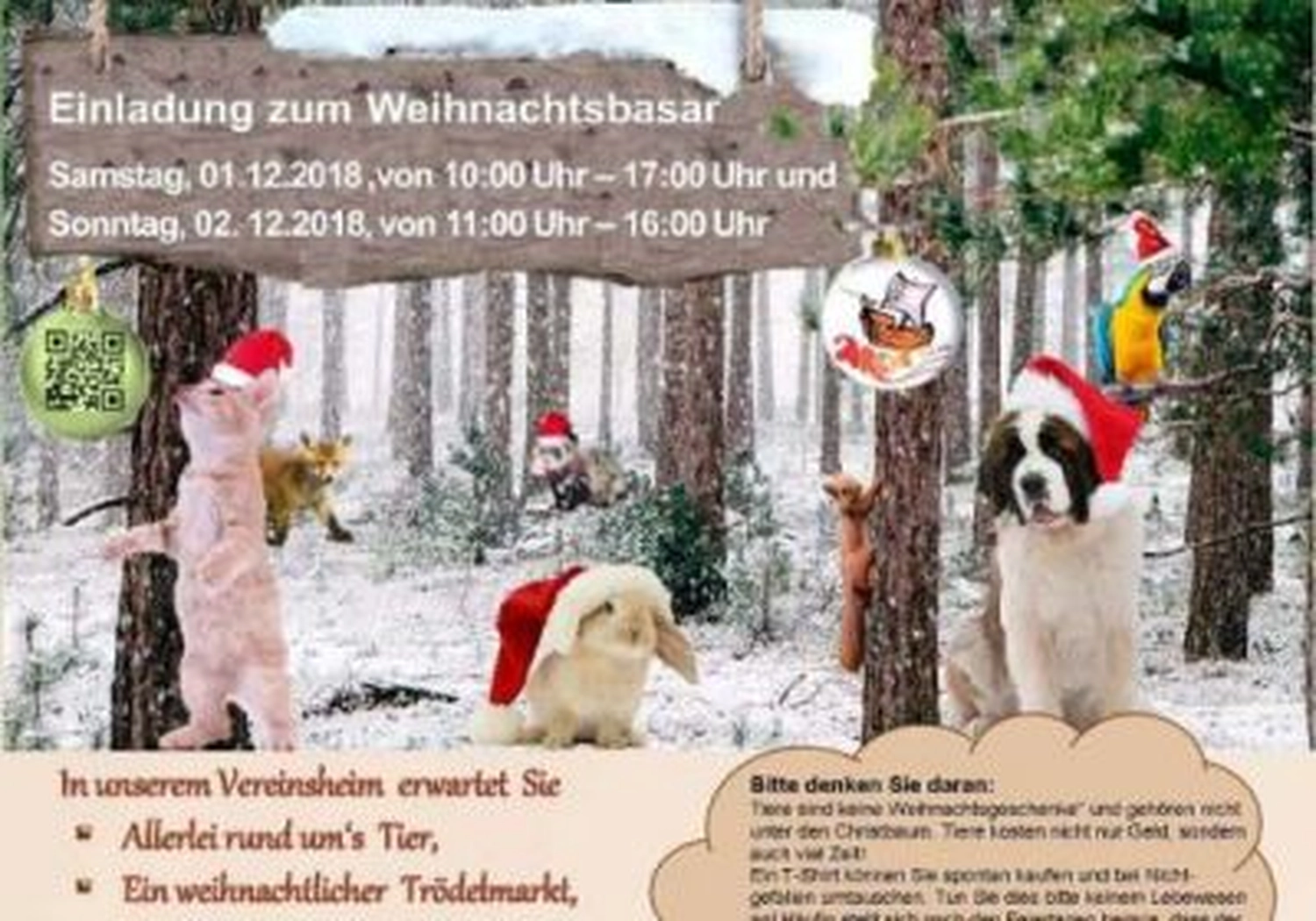 Tierschutzorganisation Arche 90 e.V. - Einladung zum Weihnachtsbasar