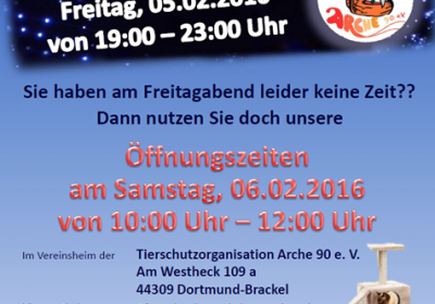 Tierschutzorganisation Arche 90 e.V. - Flyer