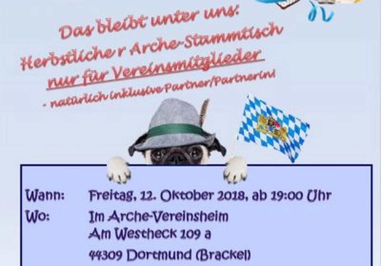 Tierschutzorganisation Arche 90 e.V. - Oktoberfest 2018 Flyer