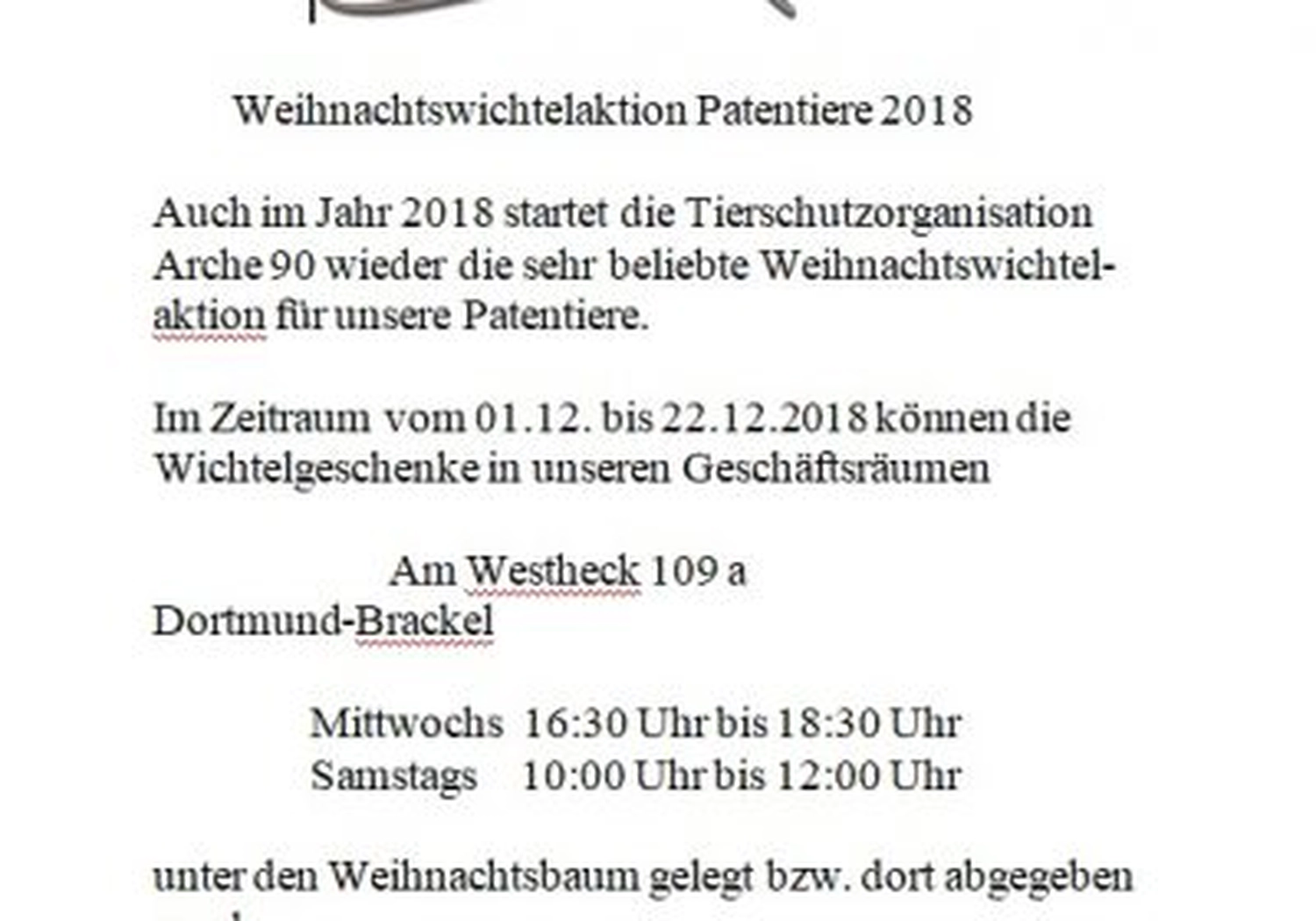 Tierschutzorganisation Arche 90 e.V. - Flyer